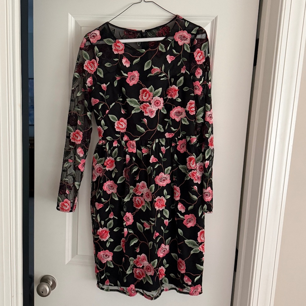 Mikael Aghal Long Sleeve Floral Dress